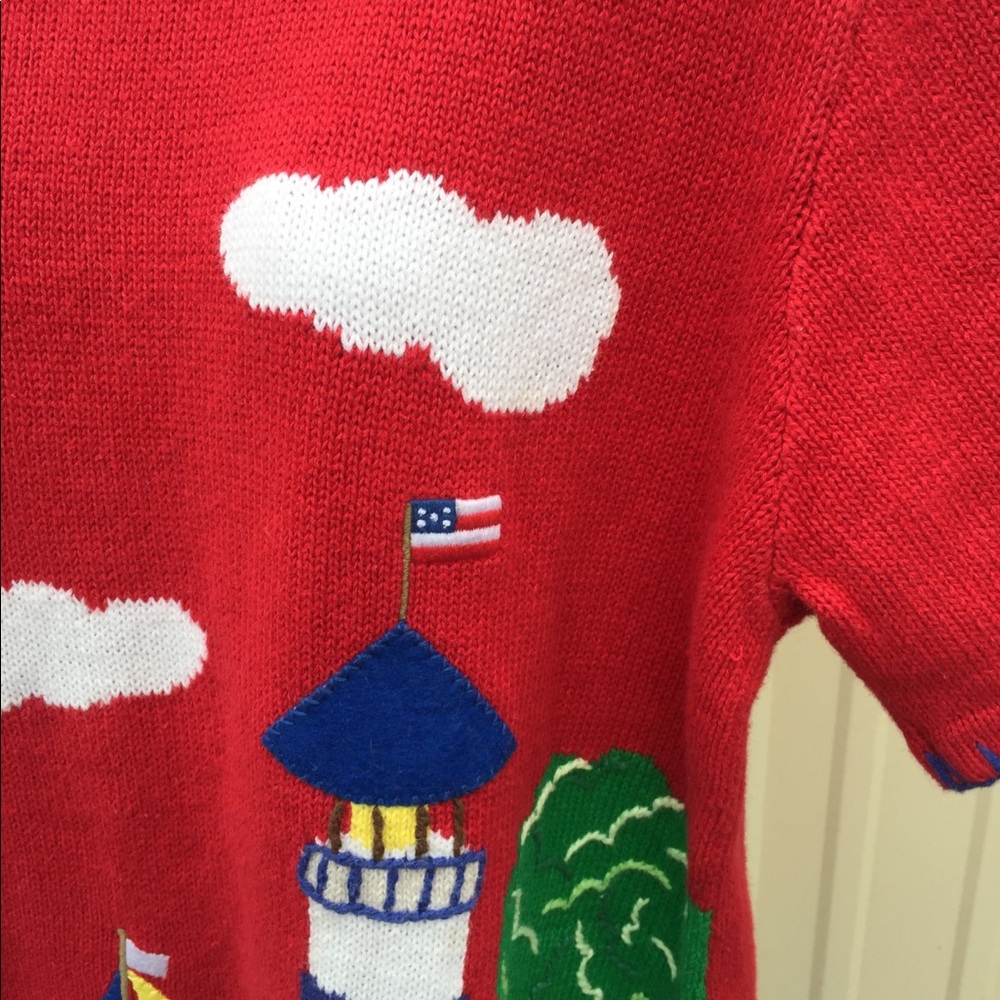 Quacker Factory Red Beach Lighthouse Sweater - image 7